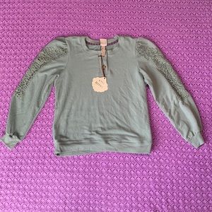 Knox Rose Knit Sweater Floral Details Mint Green